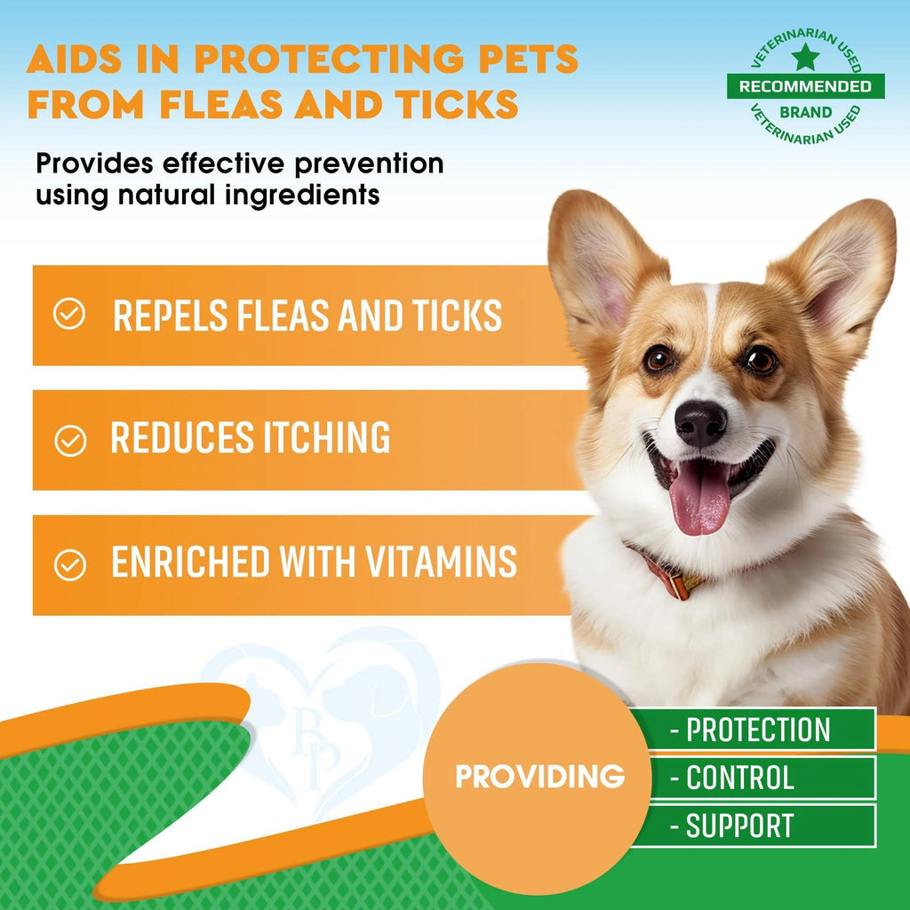 Oral Flea & Tick Prevention for Dogs and Cats Natural Flea Control and Medicine & Treatment for Small and Large Dogs Multivitamin Drops Supplements for Pets Made in USA