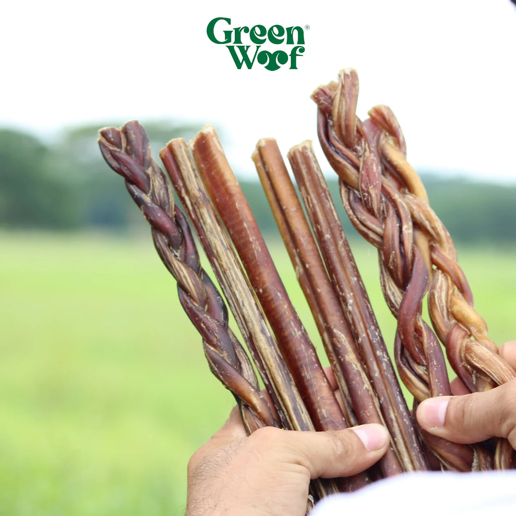 Braided Beef Bully Sticks Natural Dog Chew