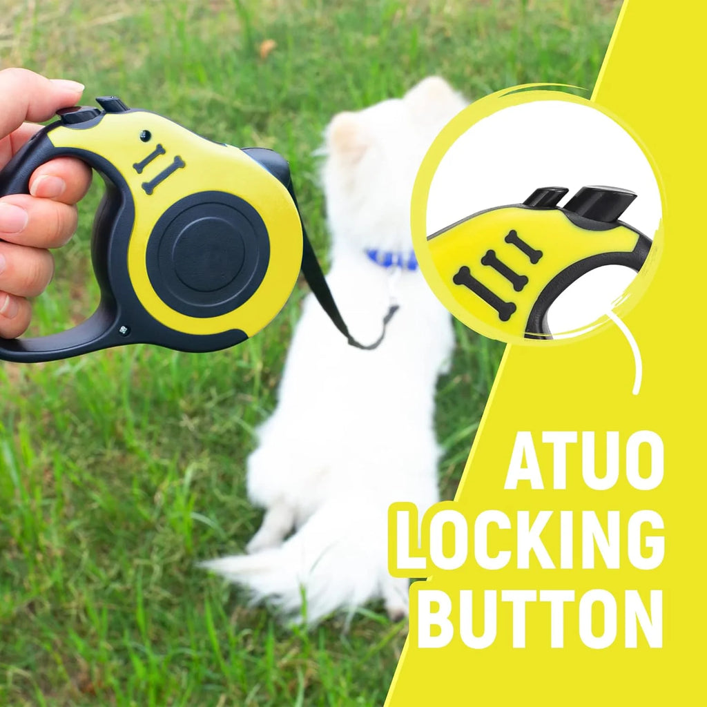 Dog Leash Automatic Telescopic Tractor Dog Tape, Pet Tape 10/16 FT Durable and Convenient, with Folding Bowl, Dispenser, Rubbish Bags, Suitable for Small and Medium Dogs