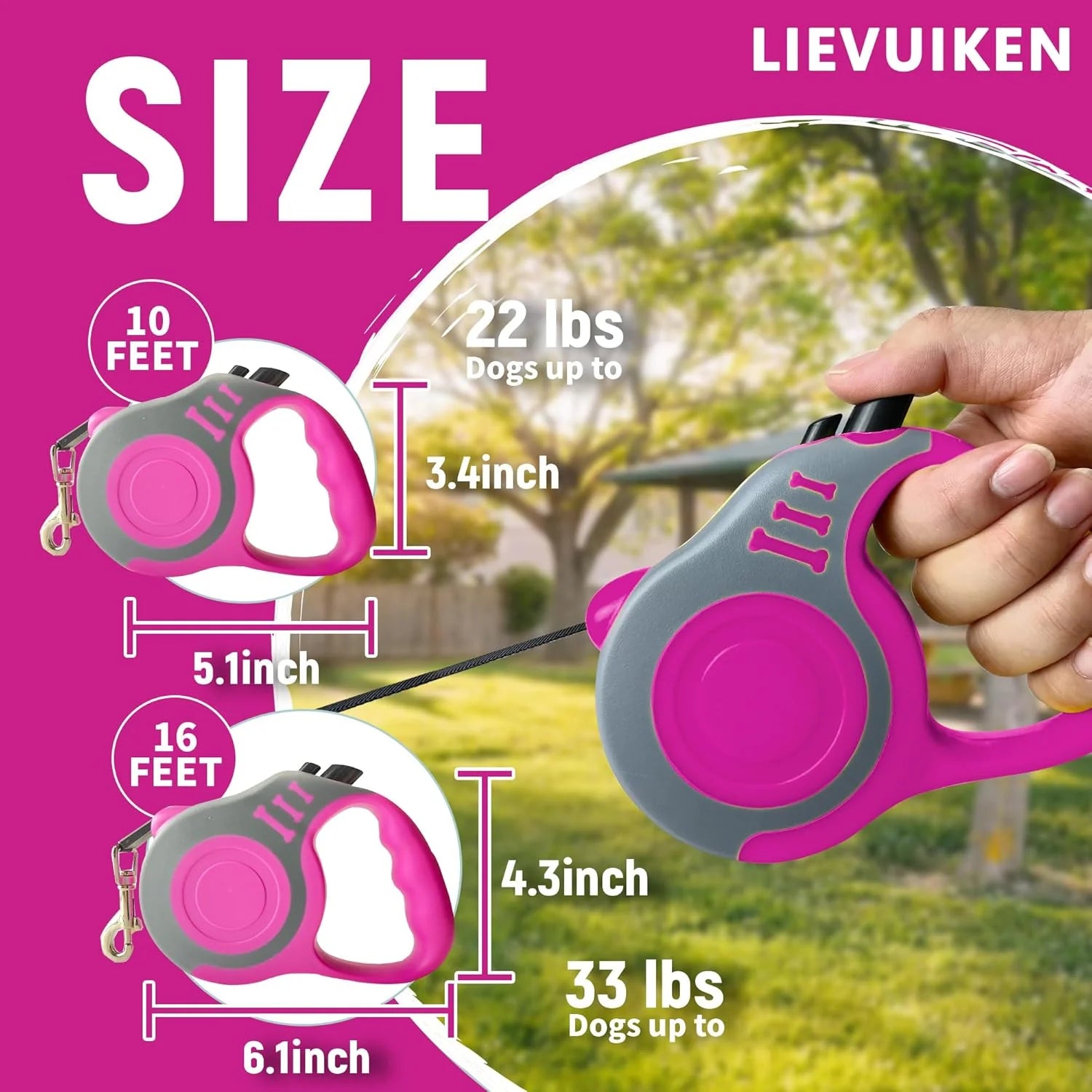 Dog Leash Automatic Telescopic Tractor Dog Tape, Pet Tape 10/16 FT Durable and Convenient, with Non-Slip Handle, Suitable for Small and Medium Dogs