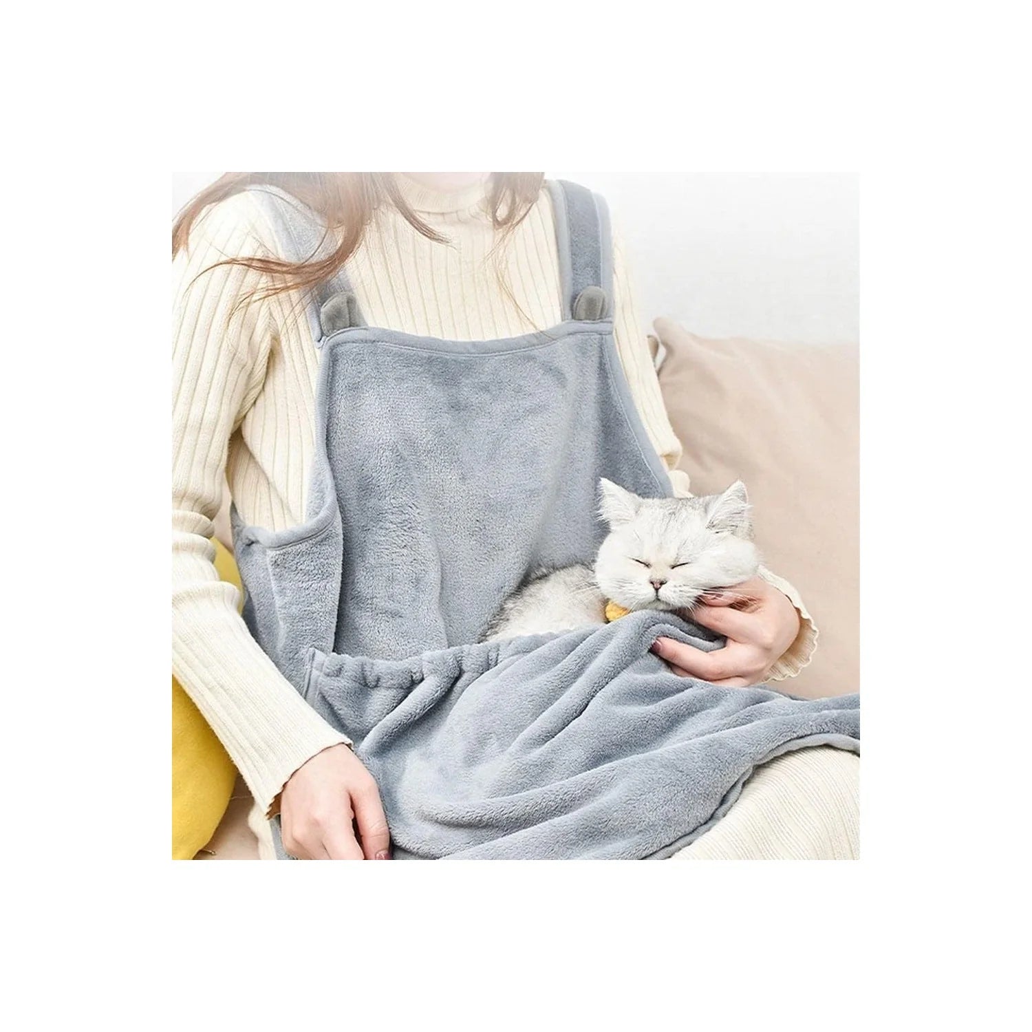 Pet Carrier Apron with Sleeping Pocket, Portable Hands Free Shoulder Front Cat Sling Carrier Bag Soft Breathable Cotton Accompany Carrier Pouch for Small Dog and Cat