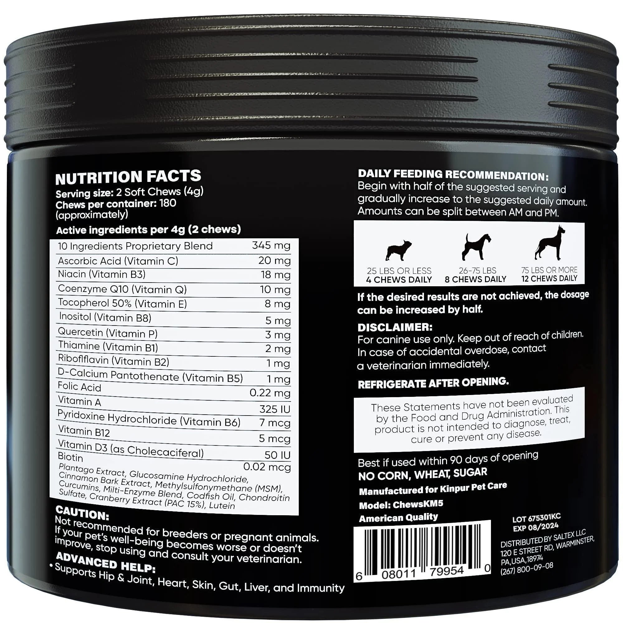 15 in 1 Dog Multivitamin Supplements Immunity Digestion Joint and Heart Health