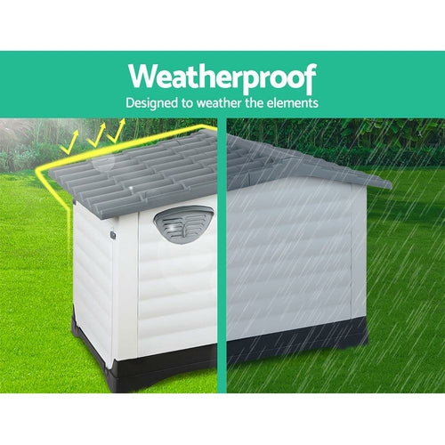i.Pet Dog Kennel House Extra Large Outdoor Plastic Puppy Pet Cabin