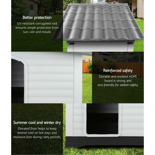 i.Pet Dog Kennel House Extra Large Outdoor Plastic Puppy Pet Cabin