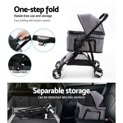 i.Pet Pet Stroller Dog Pram Cat Carrier Travel Large Pushchair