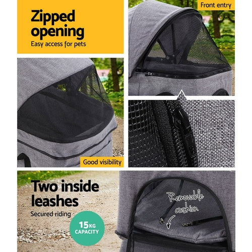 i.Pet Pet Stroller Dog Pram Cat Carrier Travel Large Pushchair
