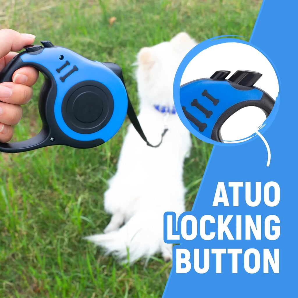 Dog Leash Automatic Telescopic Tractor Dog Tape, Pet Tape 10/16 FT Durable and Convenient, with Folding Bowl, Dispenser, Rubbish Bags, Suitable for Small and Medium Dogs